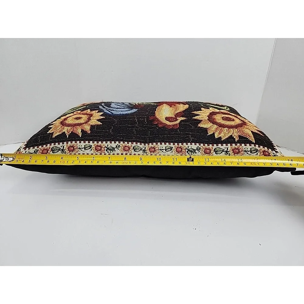 Vintage Tapestry Pillow Rooster Chicken 18x11